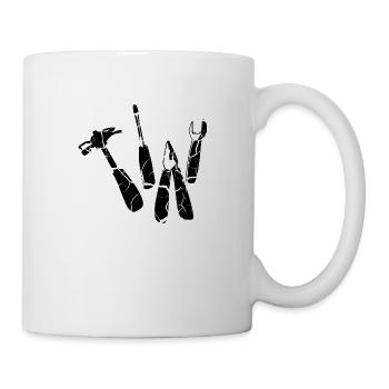 Werkzeug Hammer Zange Schraubenschlüssel - Tasse - Weiß - Rechts