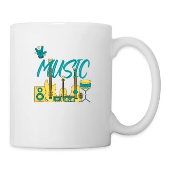 I love Music blue yellow - Mug blanc - blanc - Droite