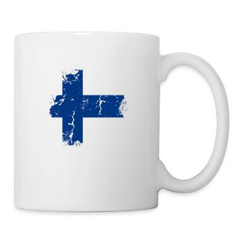 Finnland Flagge Suomi Finnische Fahne Used Look - Tasse - Weiß - Rechts