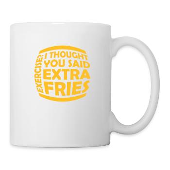 Exercise Extra Fries Quote - Mug - white - Right