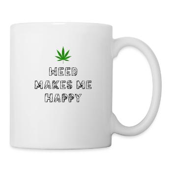 l’herbe me rend heureux cannabis marijuana - Mug blanc - blanc - Droite