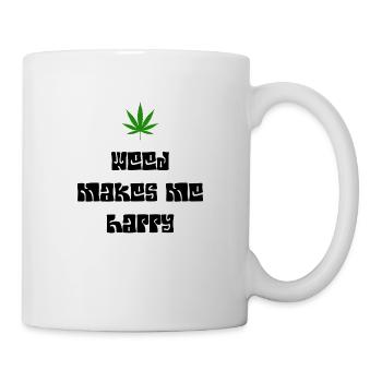 l’herbe me rend heureux cannabis marijuana - Mug blanc - blanc - Droite