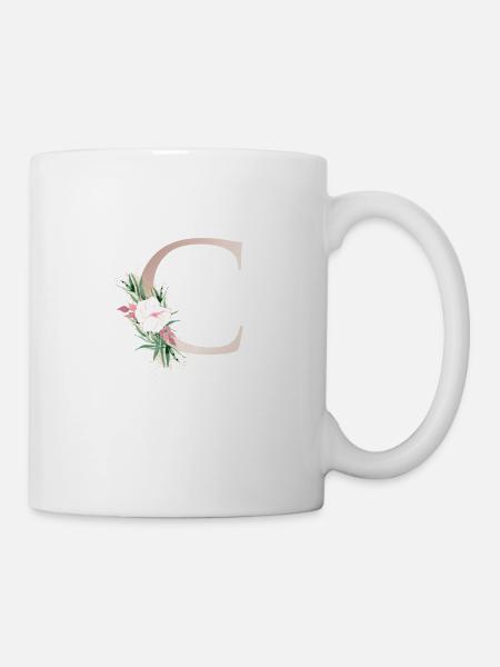 Monogramme personnalisable C Floral - Mug blanc - blanc