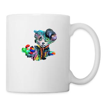 Farbenfrohe Katze - Tasse - Weiß - Rechts