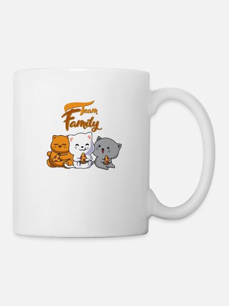 team familie katze pizza hundesport spruch bäcker - Tasse - Weiß