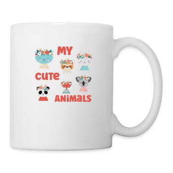 Meine niedlichen Tiere, Hase Katze, Panda, - Tasse - Weiß - Rechts