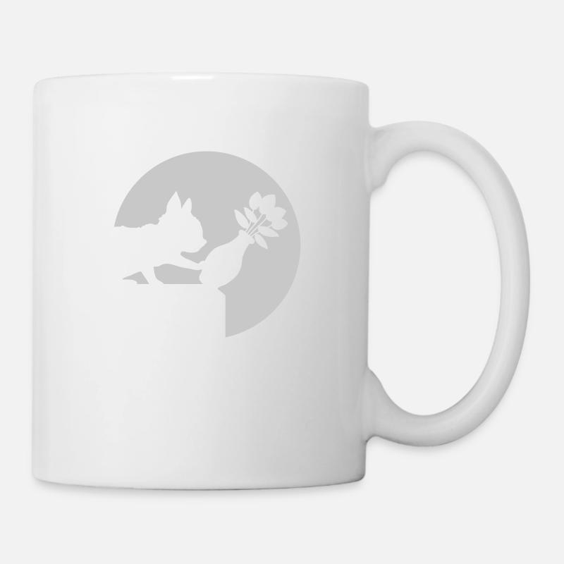 Herunterfallende Blumenvase freche Katze - Tasse - Weiß