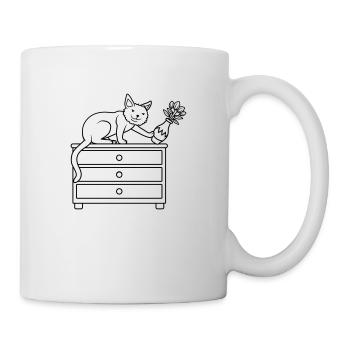 Vase à fleurs renversé sur un chat maléfique - Mug blanc - blanc - Droite