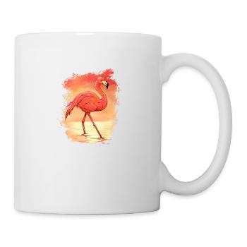 Flamingo im Sonnenuntergang - Tasse - Weiß - Rechts