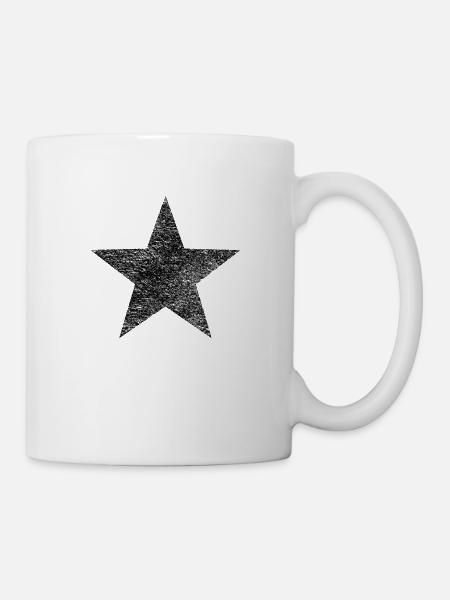 Schwarzer Stern - Vintage Grunge Struktur - Tasse - Weiß