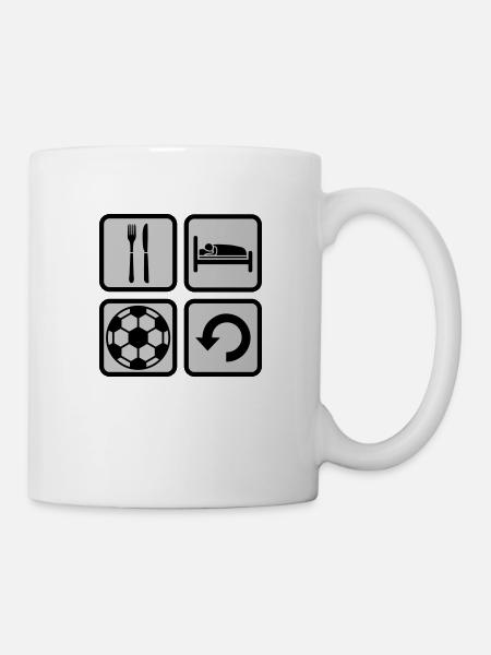 Fußball Eat Sleep Icons - Tasse - Weiß