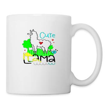 cute llama positive thoughts happy - Mug - white - Right