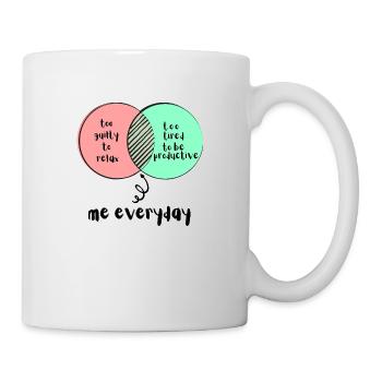 Venn Diagramm zu schuldig zu müde lustig Faultier - Tasse - Weiß - Rechts
