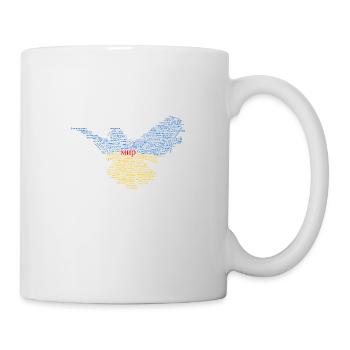 Friedenstaube / MIR (wordcloud Ukrainische Flagge) - Tasse - Weiß - Rechts