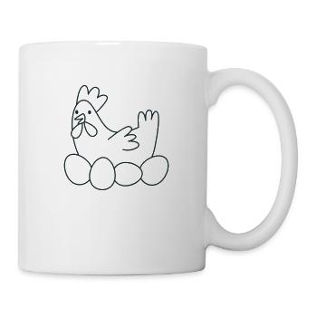 Chicken chook with eggs - Mug - white - Right
