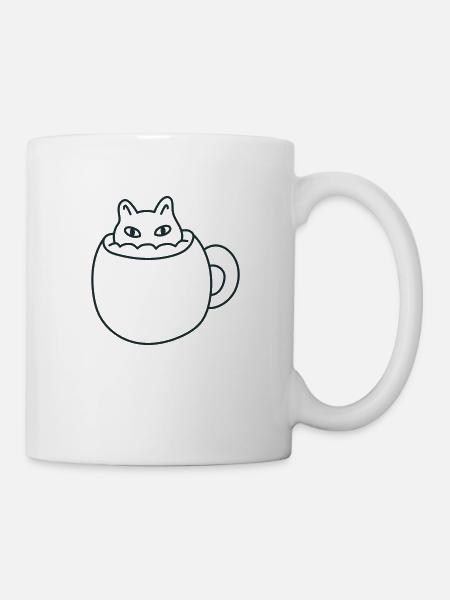 Süße kleine Katze in einem Becher - Tasse - Weiß