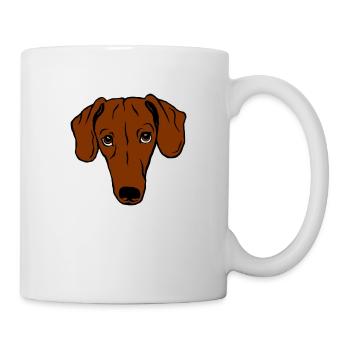 Teckel, cheveux courts - Mug blanc - blanc - Droite