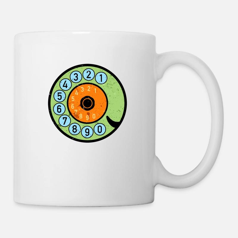 Colorful Dial Vintage Retro Phone Nostalgia - Mug - white