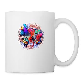 Circle of notes with abstract musical instruments - Mug - white - Right