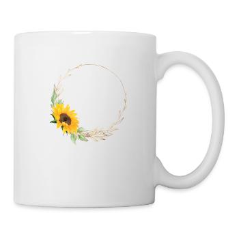 Sonnenblume-Kranz personalisierbar - Tasse - Weiß - Rechts