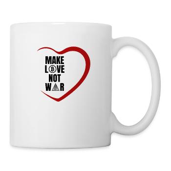 Make Love Not War - Bitcoin schafft Weltfrieden - Tasse - Weiß - Rechts