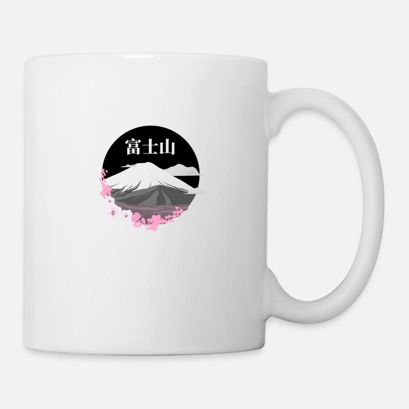 Volcan japonais Fujisan avec des fleurs de cerisier Sakura - Mug blanc - blanc