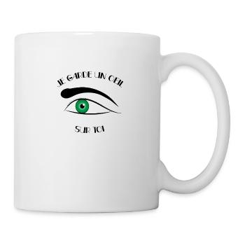 Je garde un oeil sur toi vert - Mug blanc - blanc - Droite
