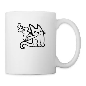 Weed Joint Drugs Cat - Mug blanc - blanc - Droite