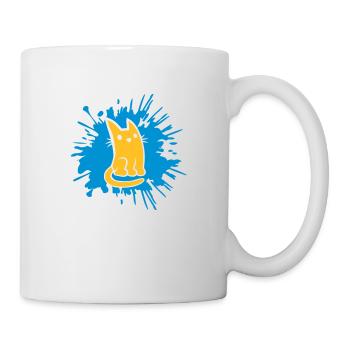 Gouttes de couleur blobs chat bande dessinée - Mug blanc - blanc - Droite