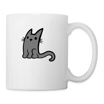 Süße kleine graue Katze - Tasse - Weiß - Rechts