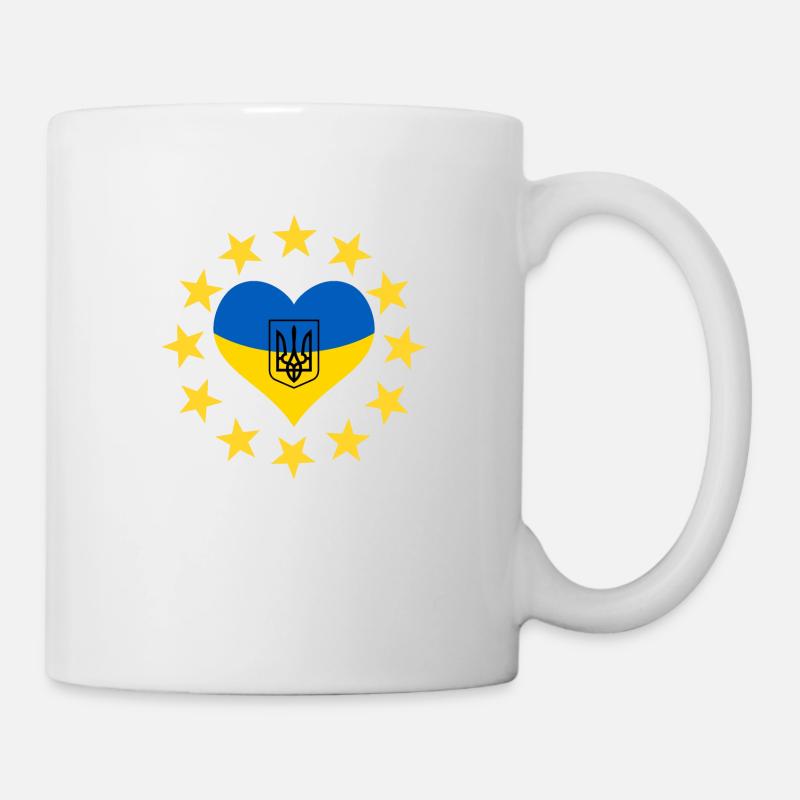 Das Herz der Ukraine mit den Sternen der EU - Tasse - Weiß