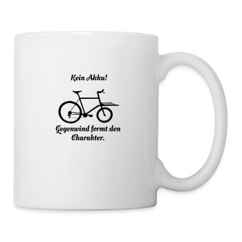 Gegenwind formt den Charakter, Fahrrad, Lastenrad - Tasse - Weiß - Rechts