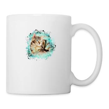 cat, colorful, watercolor, painting, graffiti, tiger cat, - Mug - white - Right