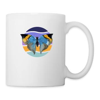 Beautiful butterfly in front of a wave pattern - Mug - white - Right