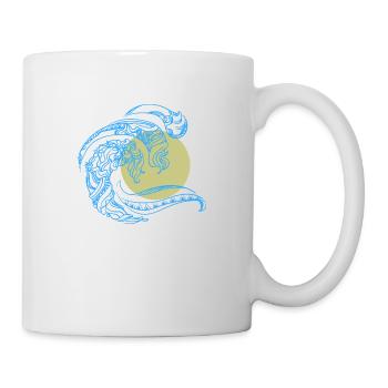 Minimal Design Mandala Welle Sonne Trendy Sommer - Tasse - Weiß - Rechts