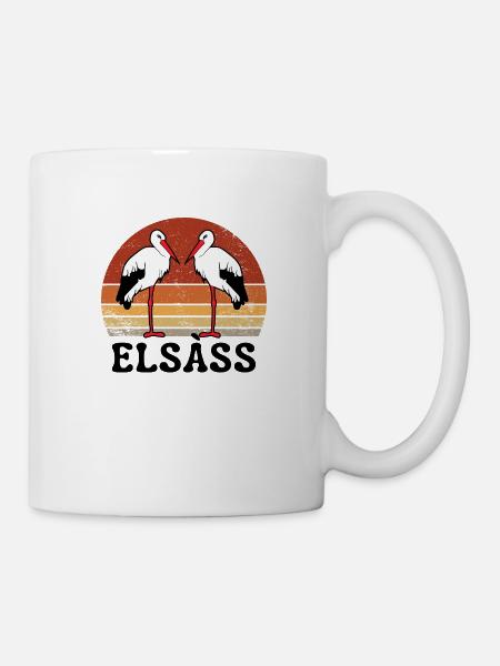 ELSASS Alsace cigognes Sunset rétro vintage humour - Mug blanc - blanc