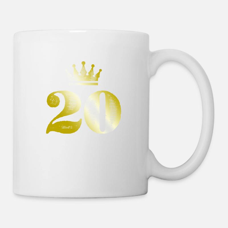 20 Zahl Krone Gold - Tasse - Weiß