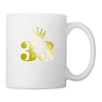 33 Zahl Krone Gold - Tasse - Weiß - Rechts