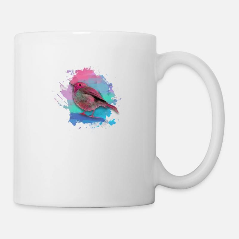rouge-gorge, oiseau, coloré, aquarelle, peinture - Mug blanc - blanc