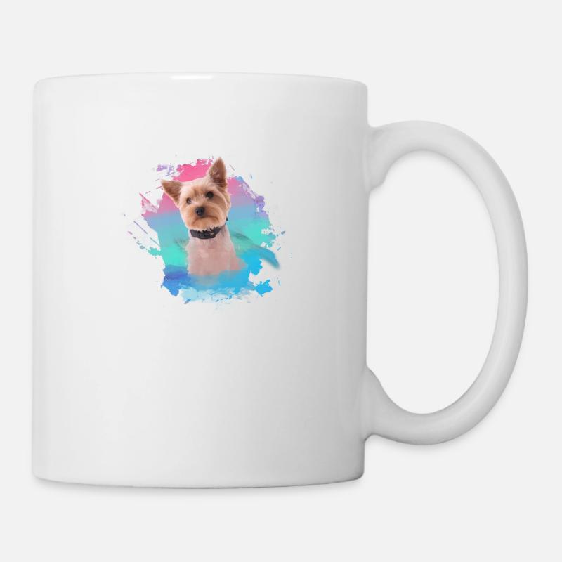 yorkshire terrier, chien, graffiti, terrier, coloré - Mug blanc - blanc