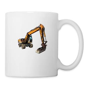 Großer 20 Tonnen Rad Bagger - Tasse - Weiß - Rechts