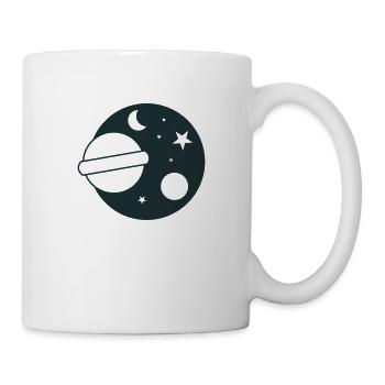 Planet und Mond und Stern im Kreis - Tasse - Weiß - Rechts