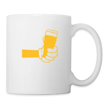 Anstoßen Bierglas Comic Hand - Tasse - Weiß - Rechts