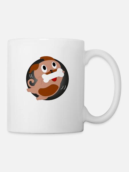 Hund mit Knochen - Tasse - Weiß