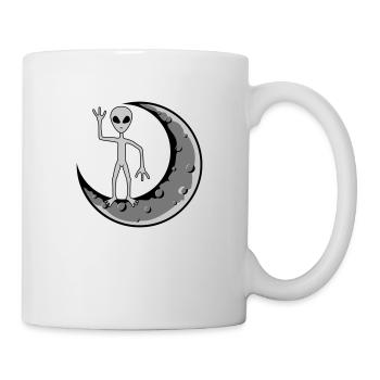 Mond Alien winkt stehend - Tasse - Weiß - Rechts