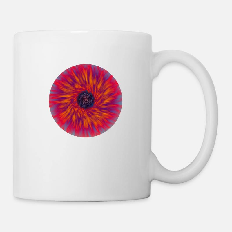 Orange Rouge Bleu Tie Dye Fleur - Mug blanc - blanc