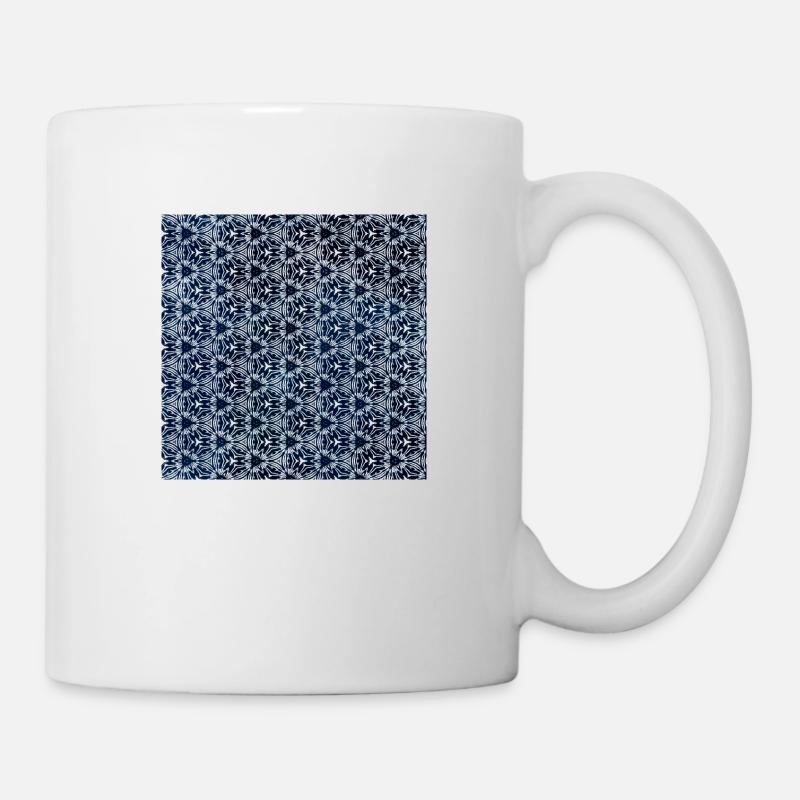Silber Grau Dunkel Blau Tie Dye Textile Muster - Tasse - Weiß