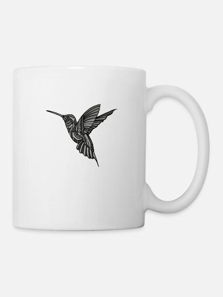 Graustufen Hummingbird Grafik Vogel - Tasse - Weiß