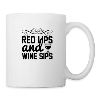 Lèvres rouges et gorgées de vin - Mug blanc - blanc - Droite