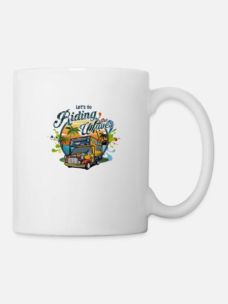 Allons surfer sur les vagues Hippie Camping Design - Mug blanc - blanc